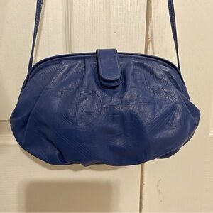 Vintage Cabrelli Blue Leather Shoulder Bag - Women's Crossbody, Made in Korea